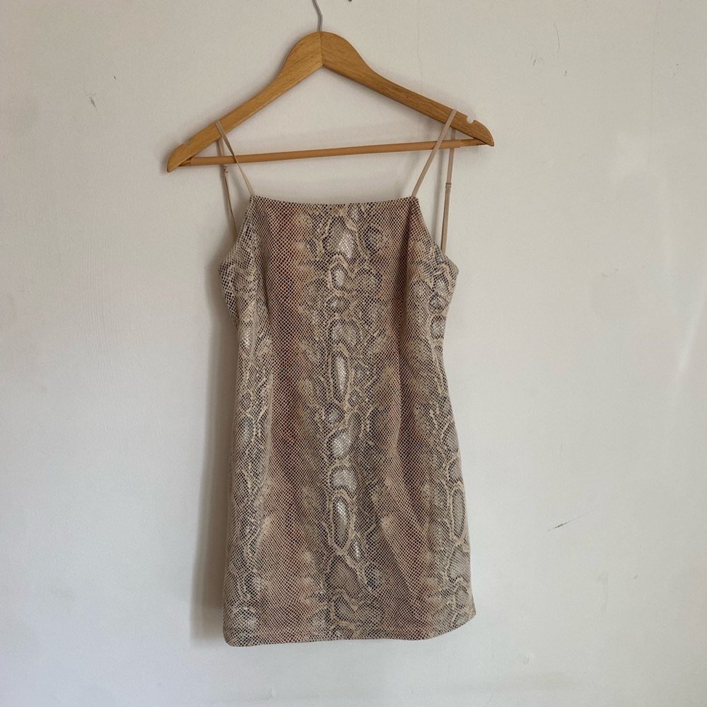 Snakeskin Print Spaghetti Strap Dress